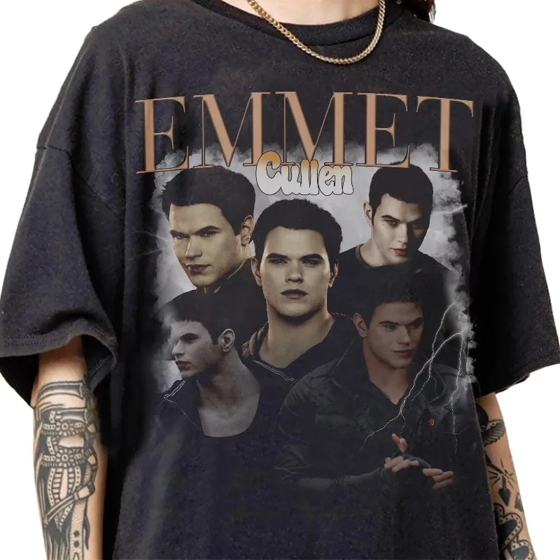 Camiseta vintage limitada de Emmett Cullen de los años 90, camiseta clásica de Emmett Cullen Streetwear, regalo de la Saga Crepúsculo para camiseta unisex