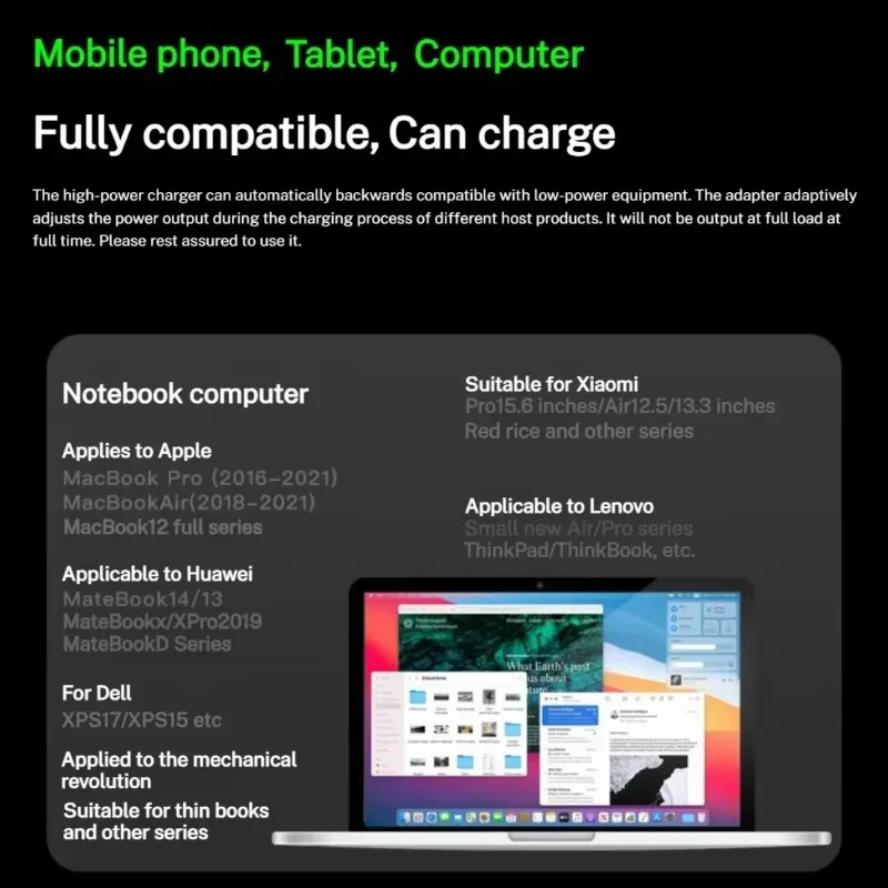 Pengisi Daya Laptop MacBook USB-C(Tipe-c) 61W untuk Macbook Air A2337 Macbook Pro A2338 A1706 A1708 M1M2 Chip Pintar Adaptor Daya USB-C
