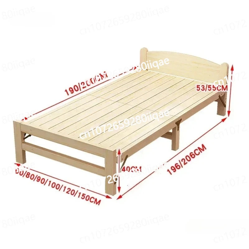 Solid Wood Folding Bed For Bedroom Hard Board Widened Bed End Folding Beds Creative Minimalist Design Beds For Company N