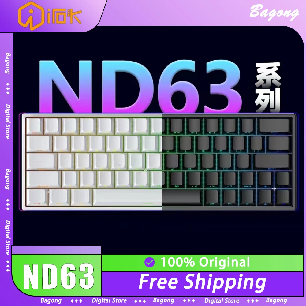 Irok Nd63 Pro Mechanical Keyboard Magnetic Switch Hot Swap RGB E-Sports Customize Wired Keyboard PC Gamer Accessory Office Gift