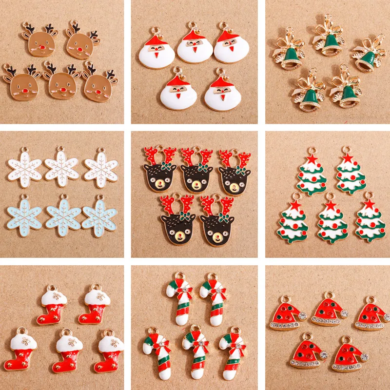 

10pcs Enamel Christmas Santa Claus Charms Deer Snowman Pendants for Jewelry Making Necklace Earrings DIY Bracelet Accessories