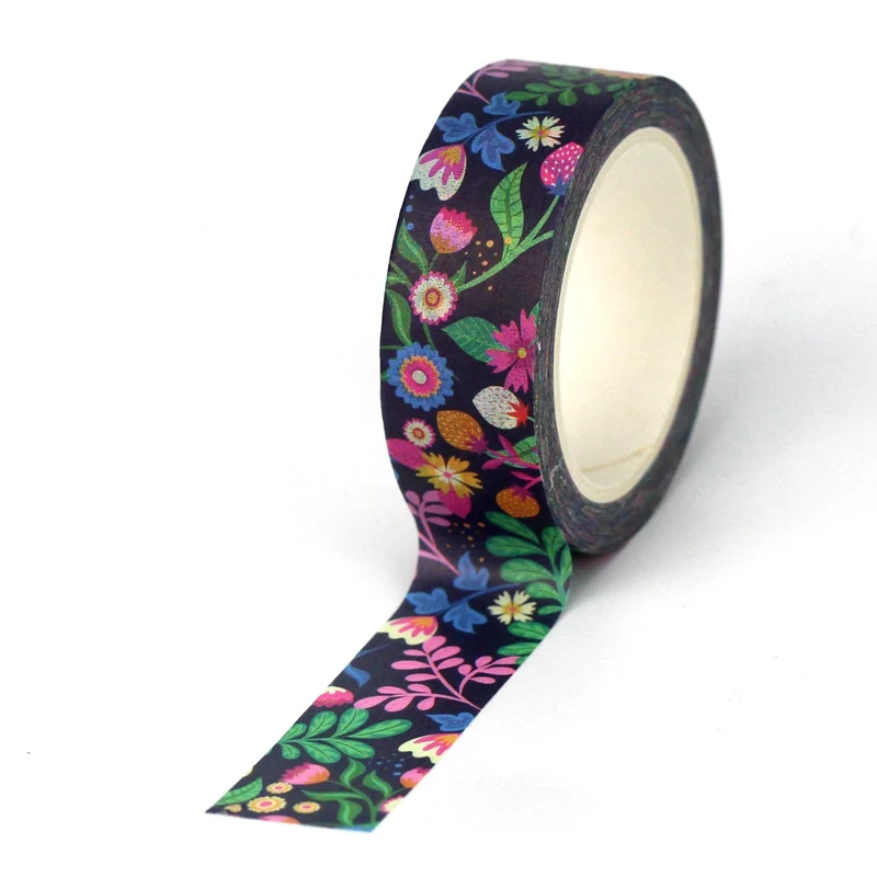 Cintas Washi decorativas con patrón Floral exótico, cinta adhesiva para planificador artesanal, papelería bonita, 10 piezas por lote, nuevo, a granel