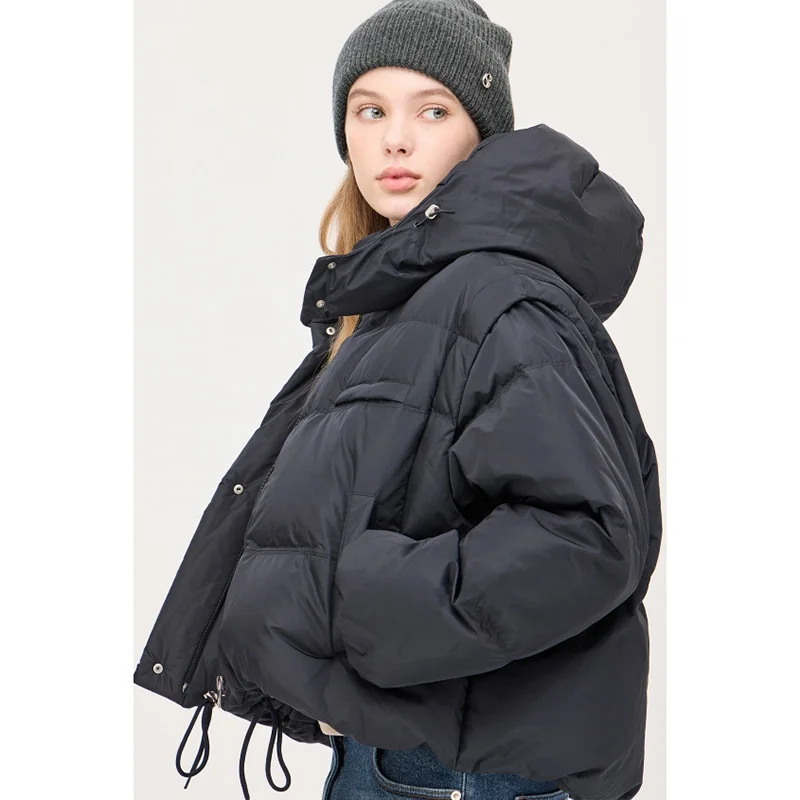 

Универсальное женское пальто Jaet со съемным рукавом и капюшоном на гусином пуху, прочное зимнее пальто на молнии Thiened Long Sve