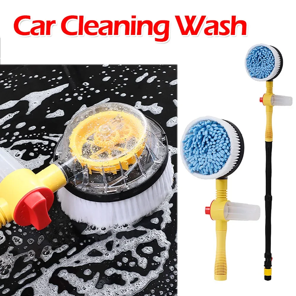 Car Cleaning Brush Car Wash Foam Brush Automatic Rotary Long Handle Cleaning Mop Chenille Broom Cleaning Tool for Vehicle