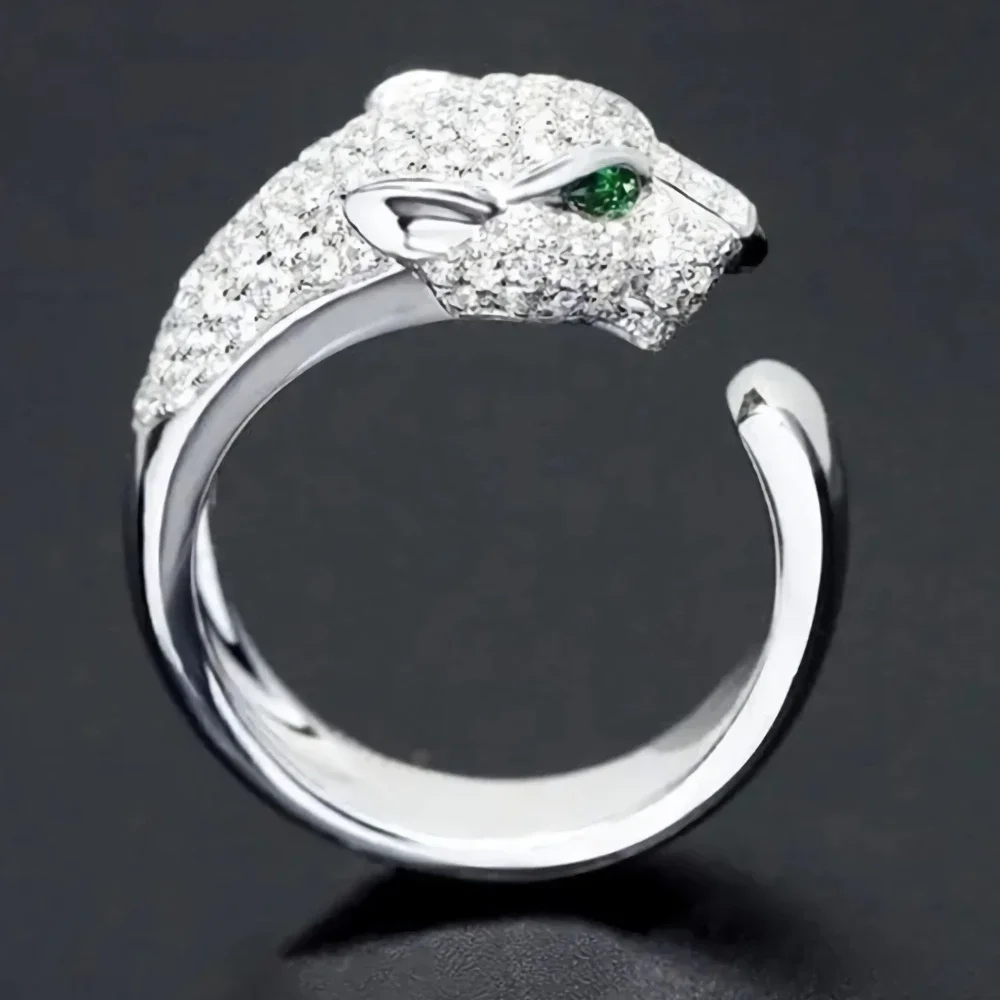 Noble 925 Sterling silver noble Crystal leopard head Rings for women lady men casual fashion party wedding engagement Jewelry