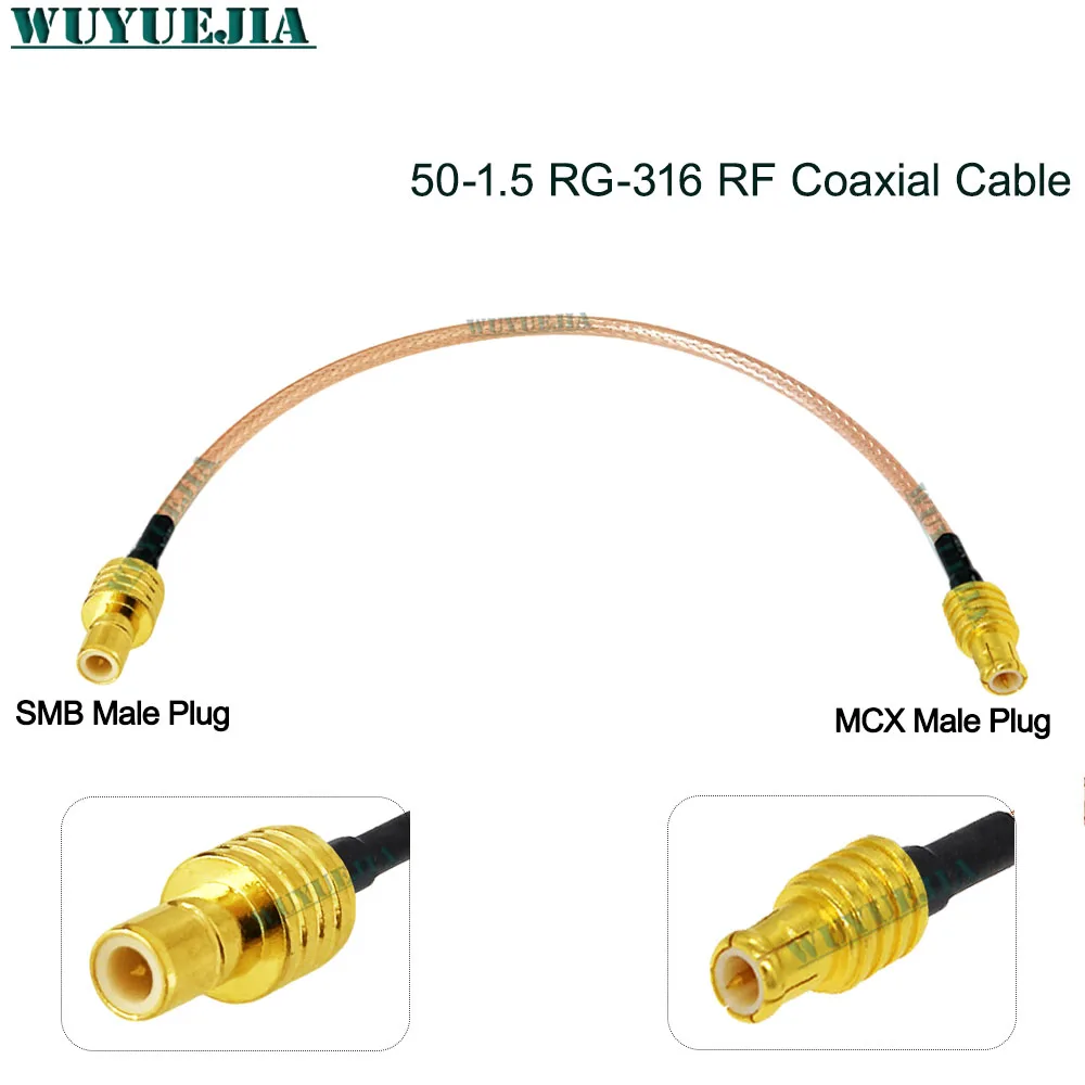 RG316 Coaxial Cable SMB Male Plug to MCX Female Jack Connector Wire Custom Length RF Pigtail Cable For Telecommunication System