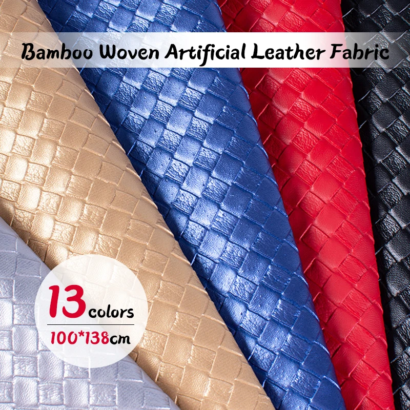 

100*138cm Weave Pattern Faux Leather Vinyl PVC Artificial Leather Fabric For DIY Sewing Car Interior Home Upholstery Accessories