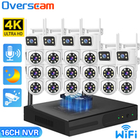 16CH WIFI NVR Dual Lens Wireless CCTV Surveillance Kit Auto Tracking Color Night Vision P2P 4K 8MP PTZ IP Camera Security System