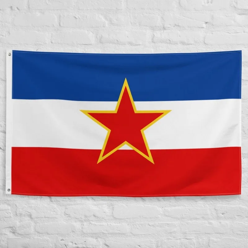 1pc Yugoslav Flag - Historical Republic Decoration - Blue, Red, And White Tricolor - Easy to Hang with Metal Grommets for Decor