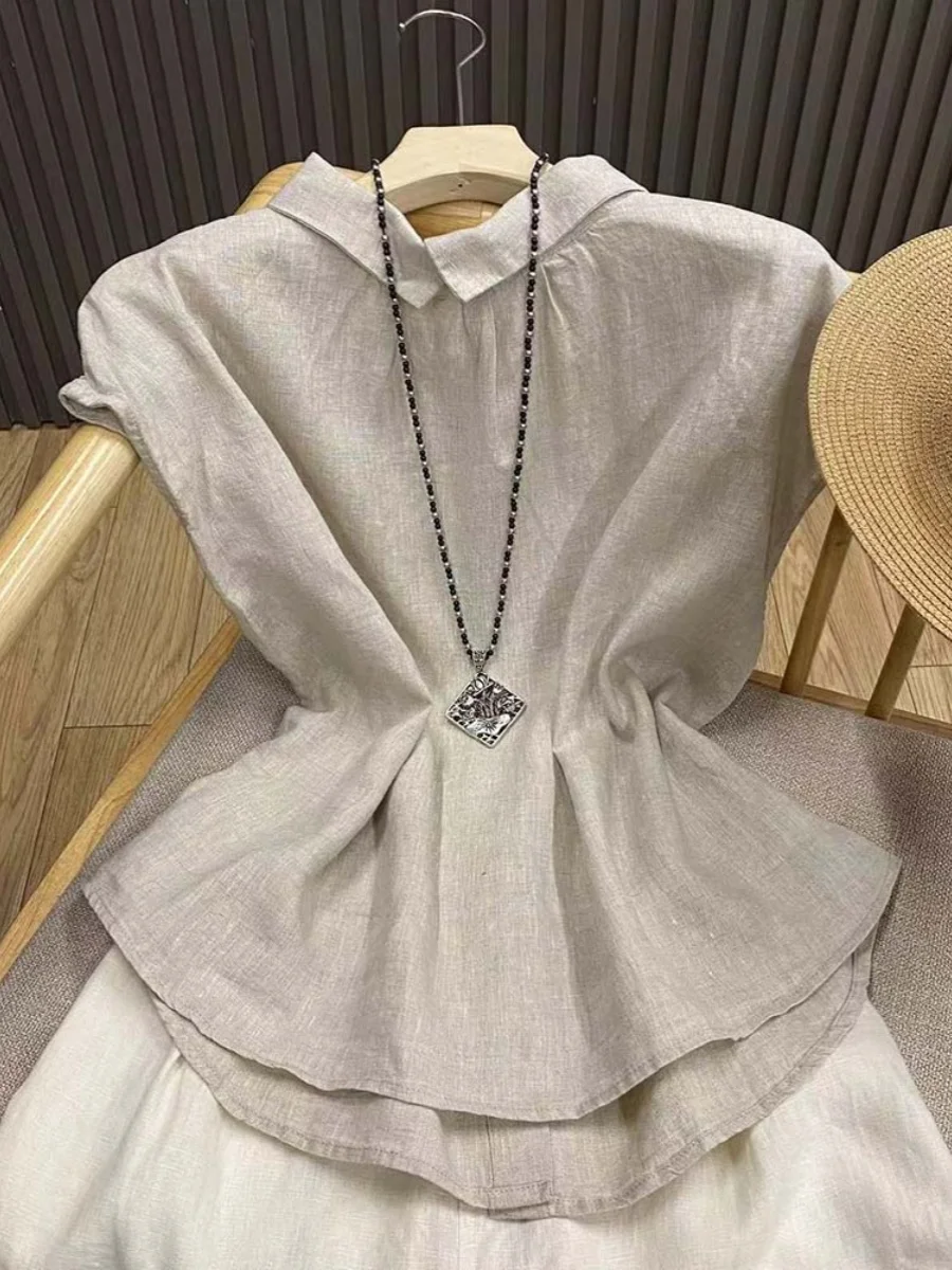

High-End Lyocell Linen Sleeveless Shirt Women Summer Traditional Zen Tea Costume Linen Vest Shirt Vintage Loose Fit