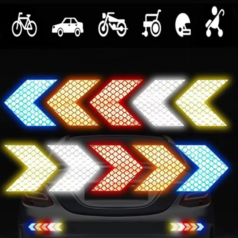 10pcs Safety Warning Reflective Stickers Secure Reflective Car Bumper Reflective Stickers Reflective Arrow Sticker