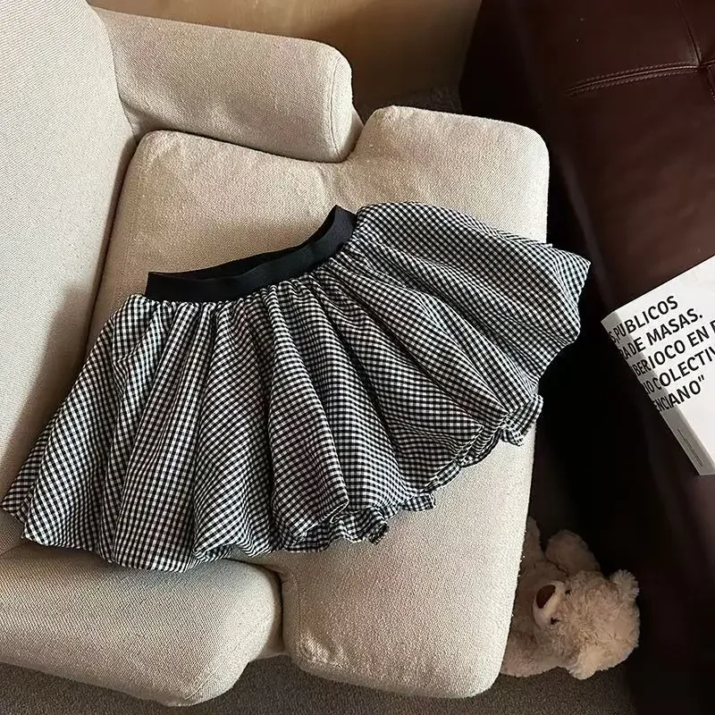 Minigonna a pieghe da donna Y2k con volant sull'orlo elastico in vita gonna corta gonfia Tee ragazze carina gonna a palloncino Aline