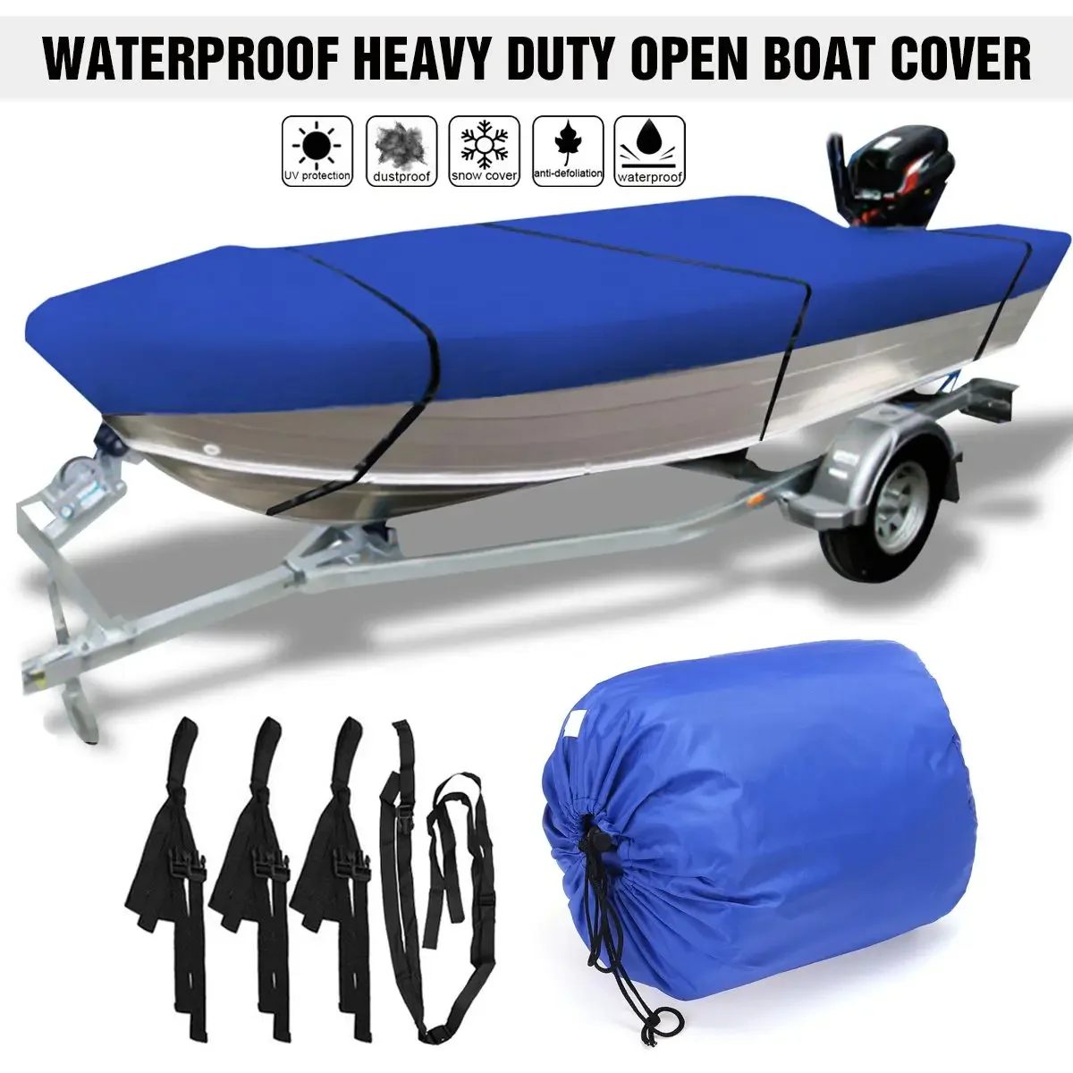 

3.5-4.5m Waterproof Boat Cover Winter Snow 210D Sunshade Dustproof Cover Heavy Duty Open Boat Cover Marine Accessories