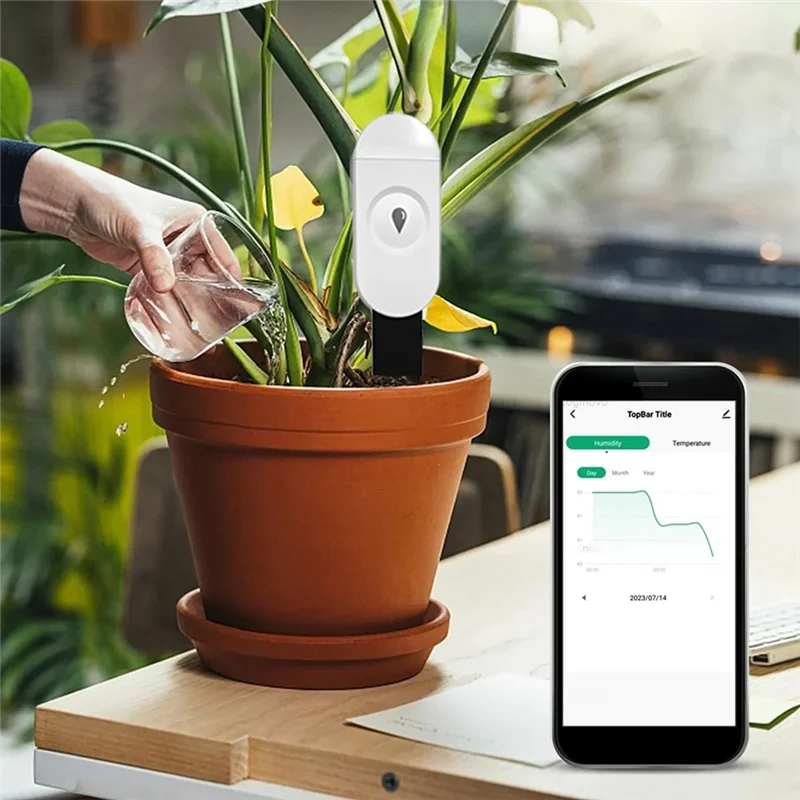 【Party-Dekoration】Feuchtigkeitssensor APP-Monitor Smart Bodentester Detektor Luftfeuchtigkeitstemperatur für Pflanzengarten Automatische Bewässerung