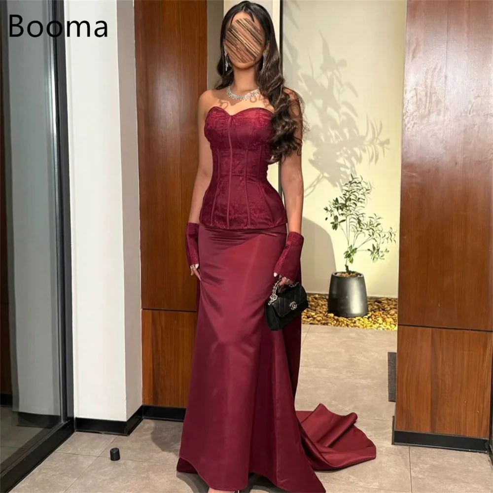 

Booma Elegant Strapless Sleeveless Lace Evening Dresses Mermaid Formal Party Gowns for Women Strapless Prom Gown Customize