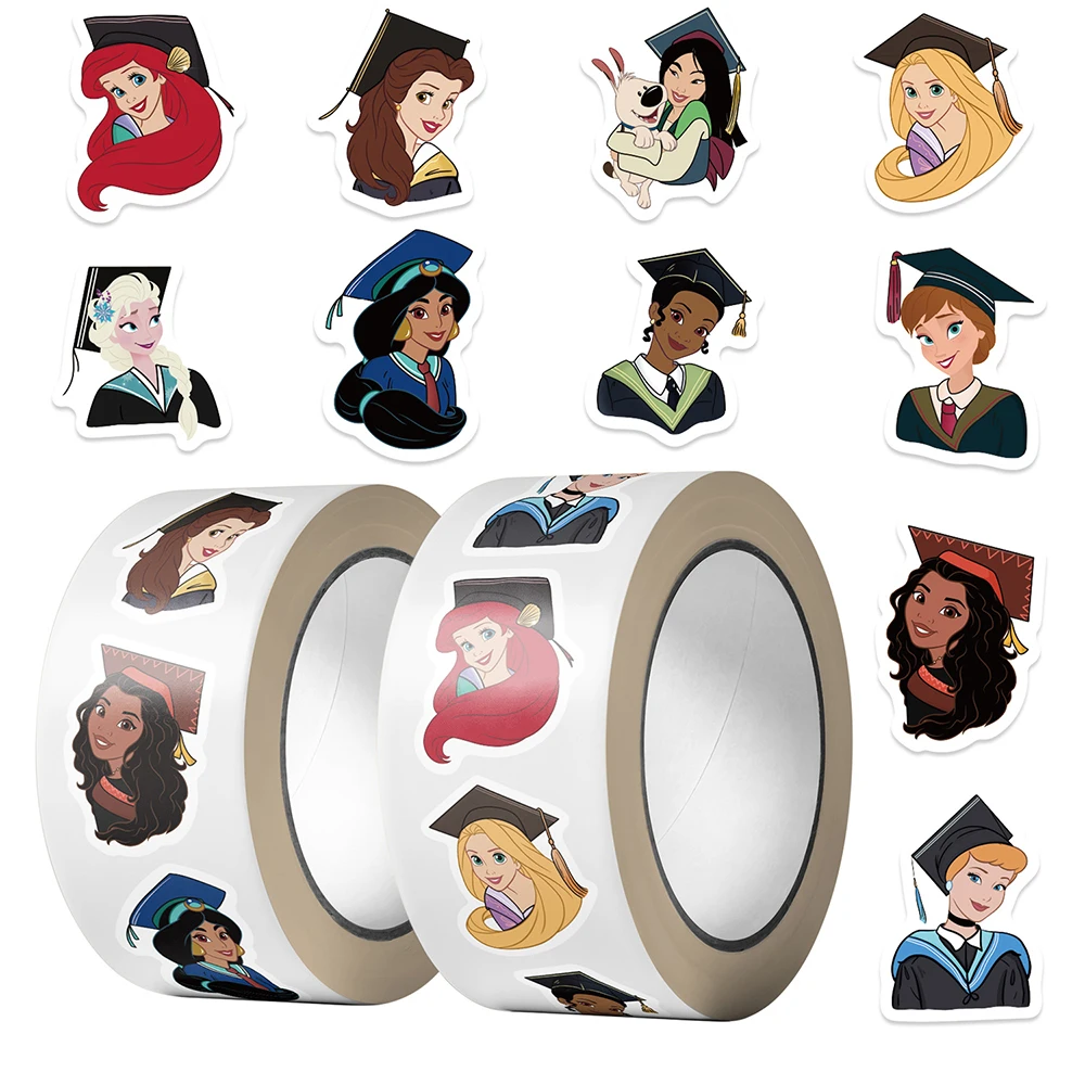 500 Stück/Rolle Gemischte Disney-Prinzessinnen-Abschlusssaison-Cartoon-Siegelsticker-Etiketten DIY Tagebuch-Schreibwaren Kawaii Belohnungsaufkleber Spielzeug