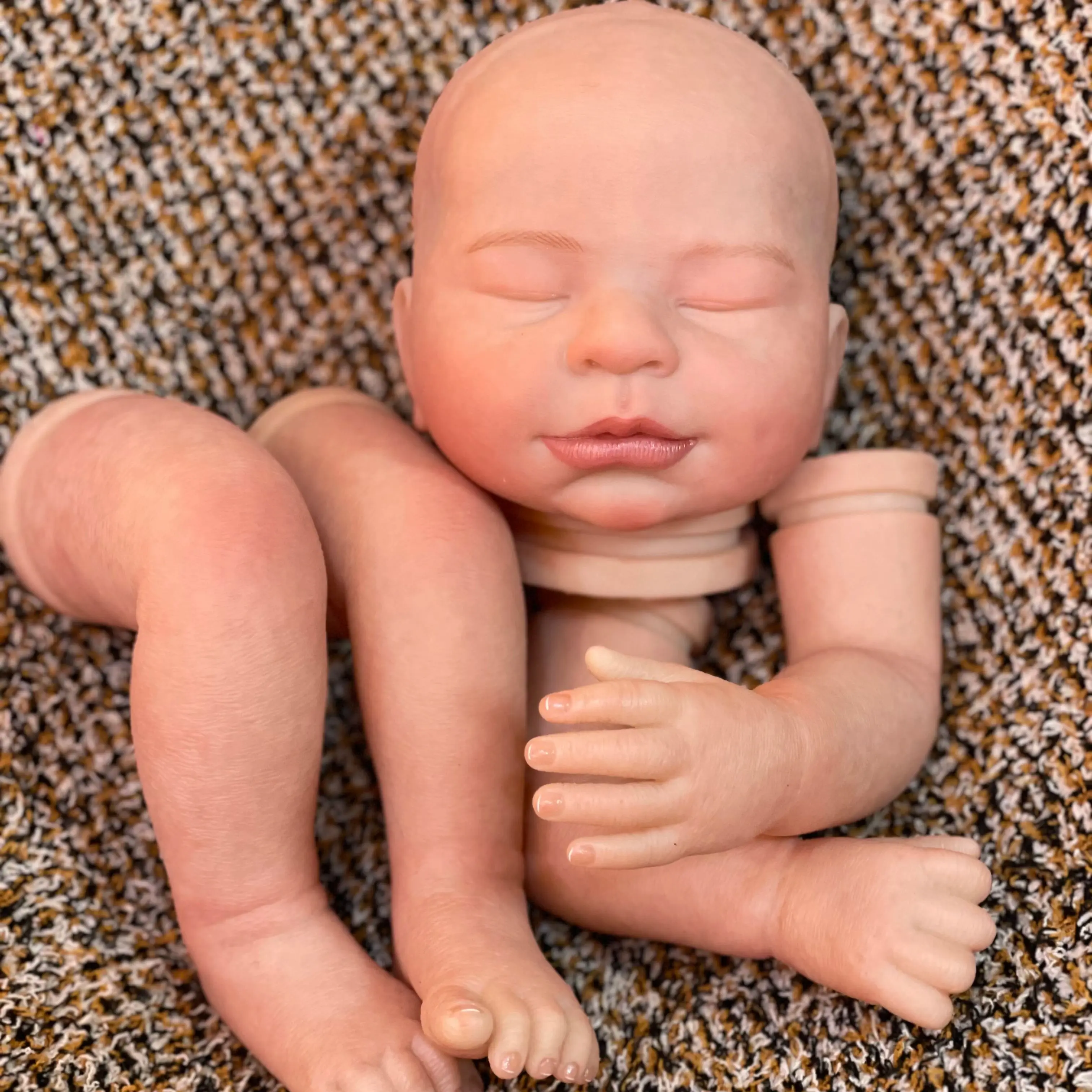 

With Realistic Skin Wrinkles 20Inch Sleeping Bebé Reborn Doll Kits Painted Lifelike Newborn Baby Soft Vinyl Unfinished Kit Toys