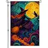 Halloween Witch Garden Flag 12x18 Moon Cat Outside Decor llz