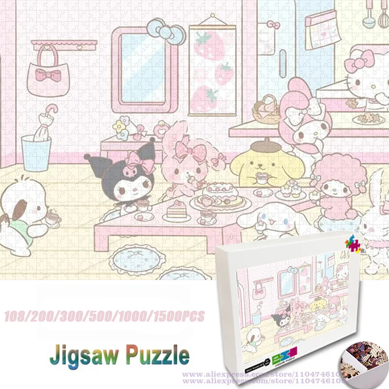 

Sanrio Kuromi My Melody Puzzle Jigsaw 108/200/300/500/1000/1500Pcs Cartoon Parent-Child Diy Toys Unisex Gift with Box