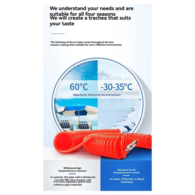 A85M PU مجموعة إصلاح أنبوب الربيع مع مجموعة التوصيل، تأثير خرطوم هواء PU حلزوني عالي الجهد للمنزل وللاستخدام الأدوات #4