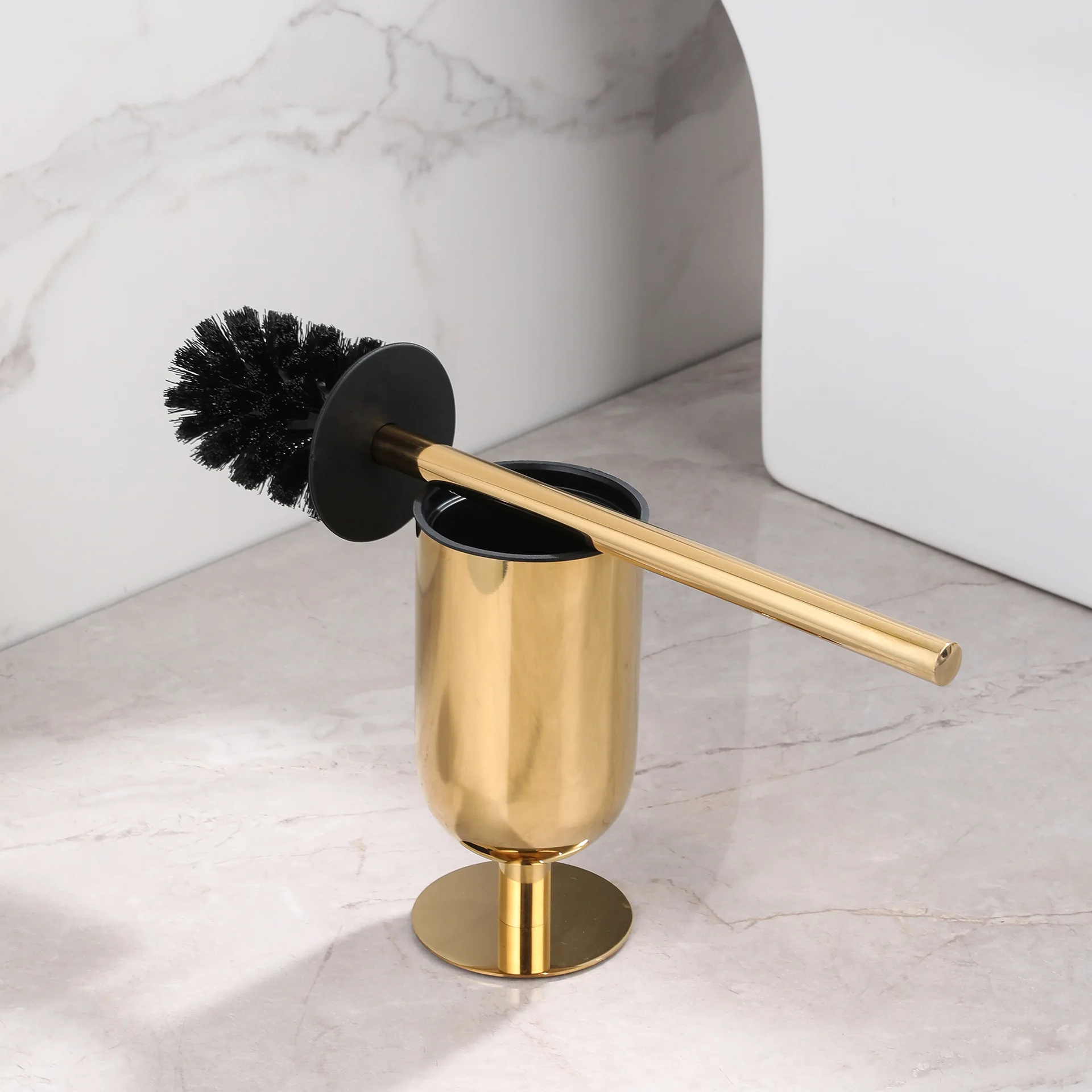 304 Stainless Steel Wine Glass Shaped Toilet Brush, No Drill Wall Mount Bathroom Cleaning Brush for Household Use