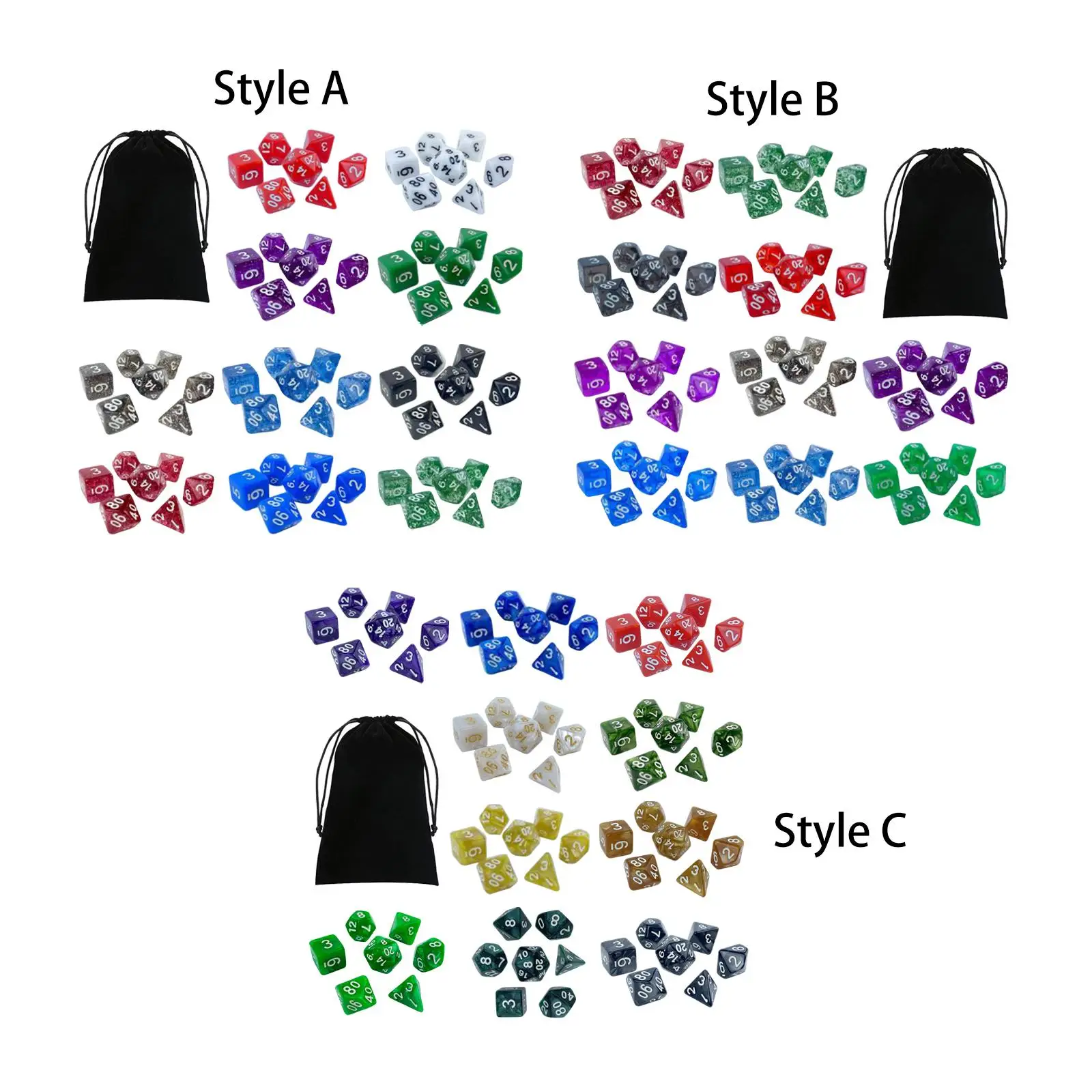 70 Pieces Acrylic Polyhedral Dice ,Entertainment Toy ,Table Games with Storage