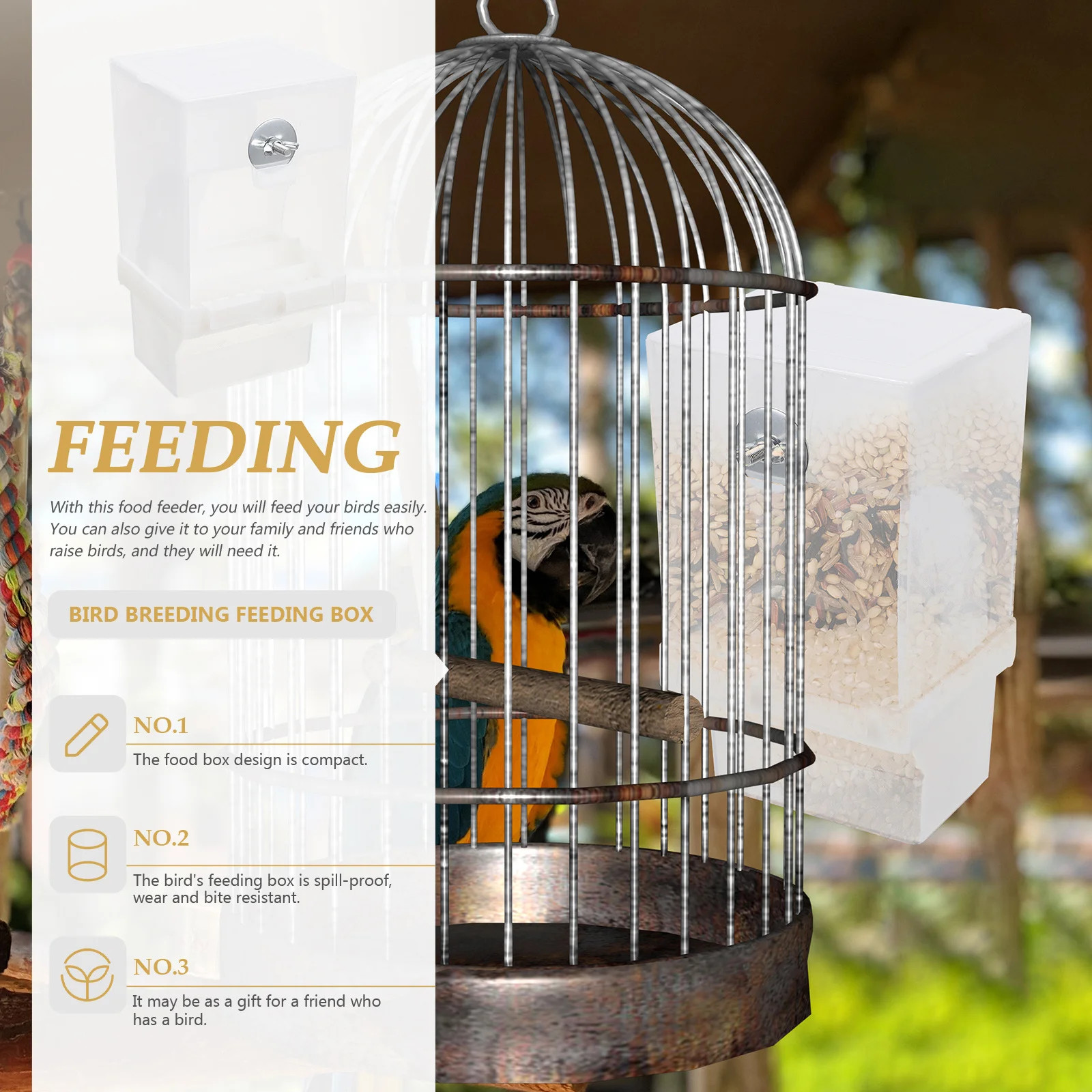 

Transparent Bird Feeder Parrot Food Container Large Capacity Pet Feeding Box Bird Supply Transparent Parrot Feeder