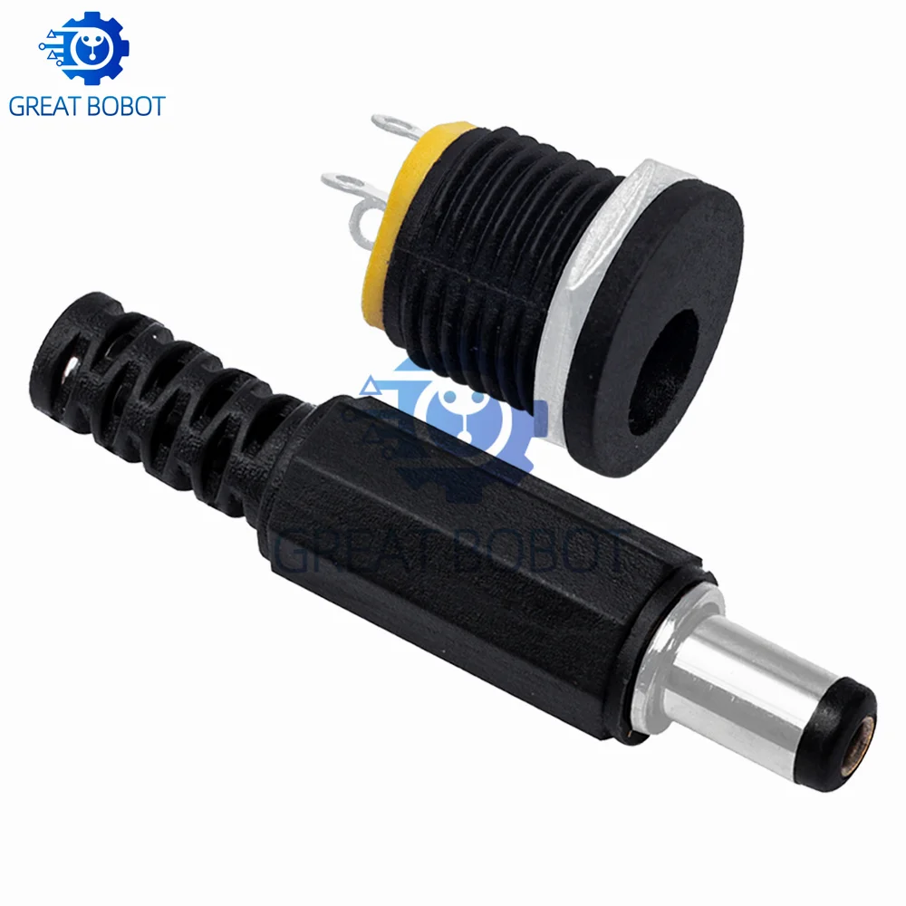 BS Brand 10PCS DC022 DC Power Socket 5.5‑2.1mm 5.5×2.1mm Yellow Panel Mount Connector for DIY Electronic Project