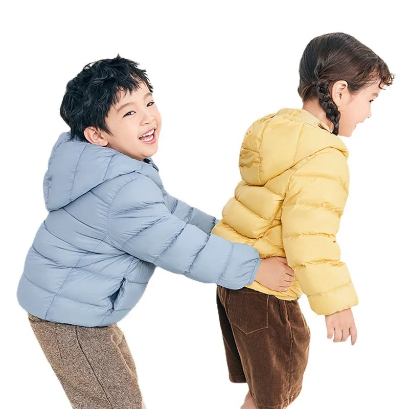 Parent-Child Kids’ down Feather Jacket, Winter New Lightweight Short Version, Medium and Big Kids, Boys and Girls Hooded Coat