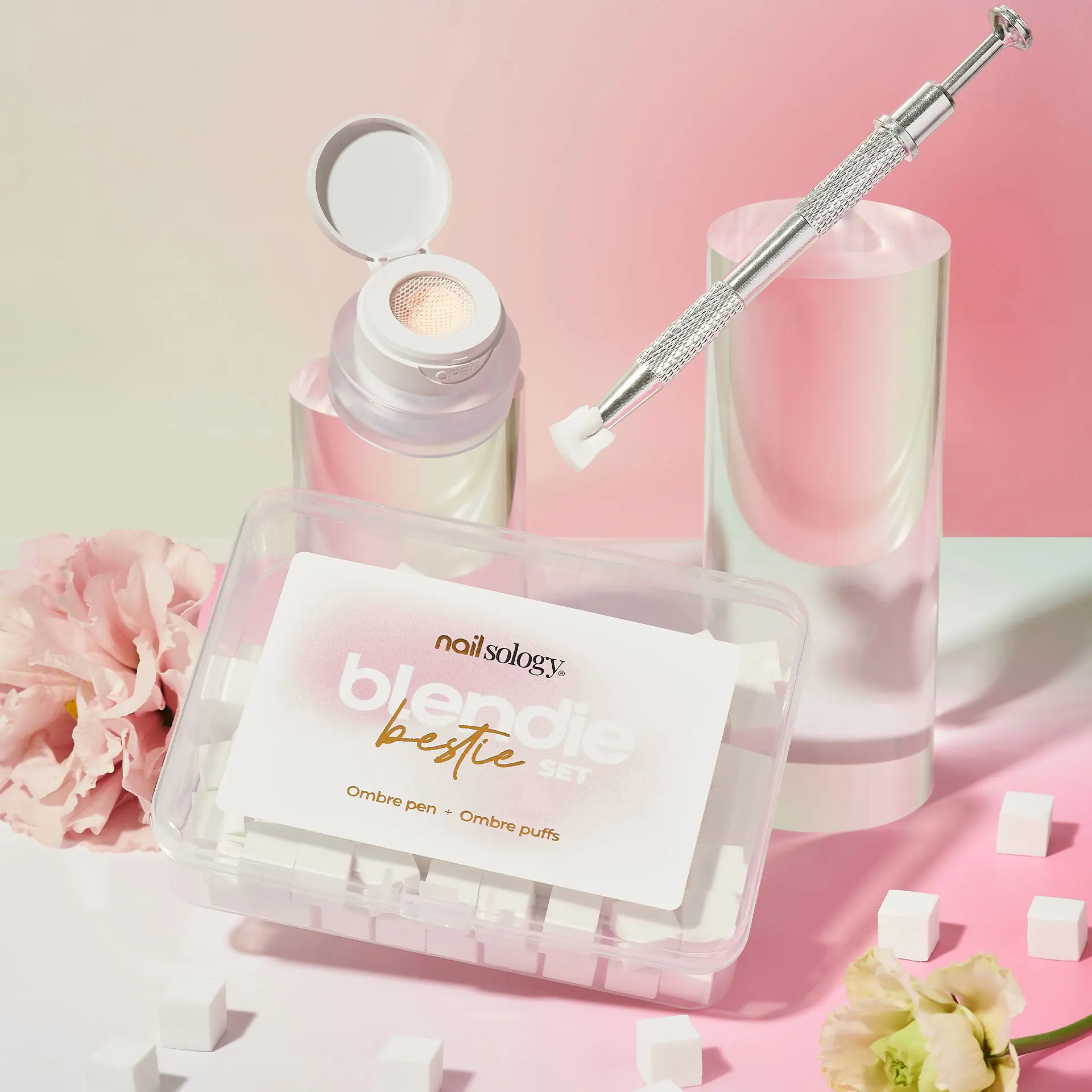 

Clavier Nailsology Blendie Bestie Set 100PCS Mini Gradient Nail Art Sponge Grabber Tool Set DIY Nail Art Paipai Glue Brush