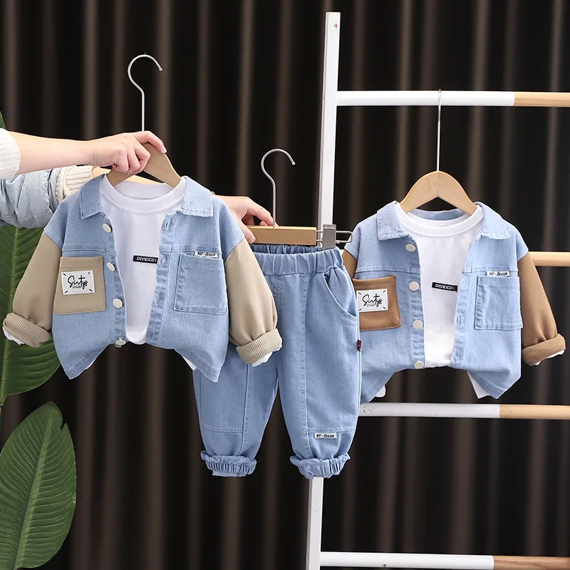 New Spring  Autumn Baby Clothes Children Boys Jacket T-Shirt Pants 3Pcs/Sets Infant Girls Clothing Toddler Costume Kids Outfits