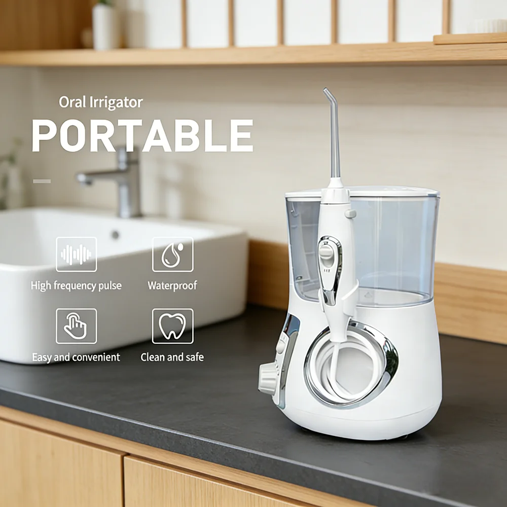 

Электрический ирригатор для полости рта настольный, 800 мл, 10 режимов для различных задач по уходу, инструмент для чистки зубов
