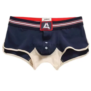 SEOBEAN intimo da uomo boxer mutande cotone traspirante U Design rialzato semplice Lingerie sportiva convessa per ragazzi