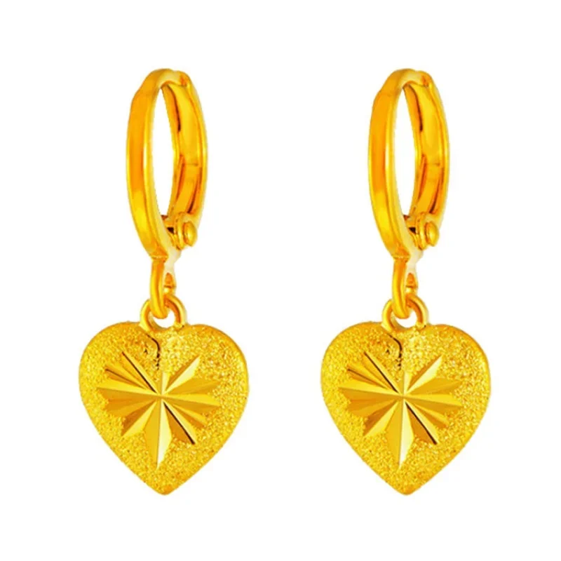 Gold shop with 999 24k real gold earrings fortune prosperous temperament gold earrings flower and leaf eardrop solid earrings