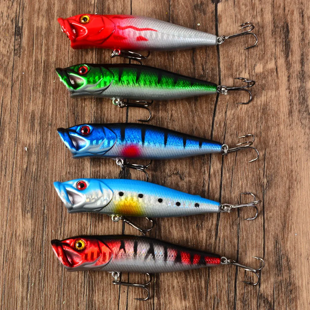 

5 шт. рыболовная приманка Topwater Popper 2 тройные крючки искусственная приманка морской окунь рыбалка