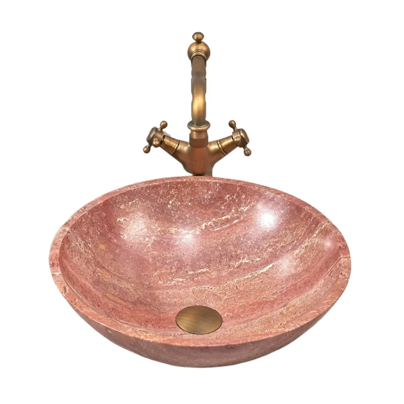 

Red stone washbasin household countertop outdoor balcony bathroom courtyard outdoor art washbasin round basin