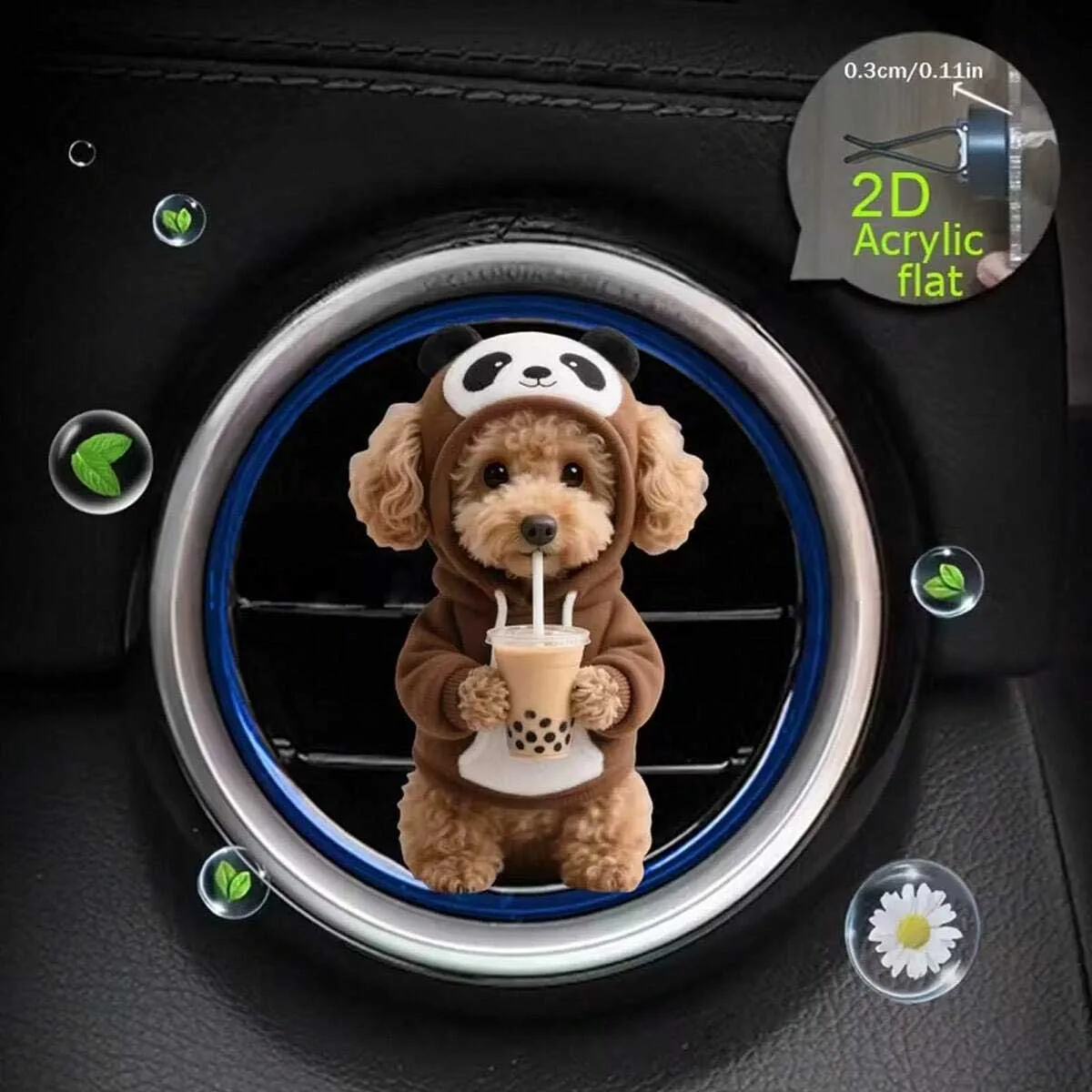 2D Flacher Teddybär-Auto-Lüftungsauslass-Dekorationsclip, Kann zum Trinken von Milchtee Verwendet Werden, Frische Luft im Auto, Niedliches Auto-Interieur – Detail 3