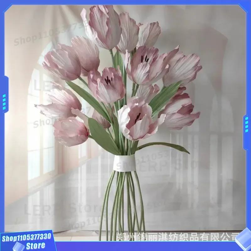 Artificial Tulip Paper Flowers for Wedding Aisle Decoration Home Window Display Simulation Fake Flower Wholesale Cross Border