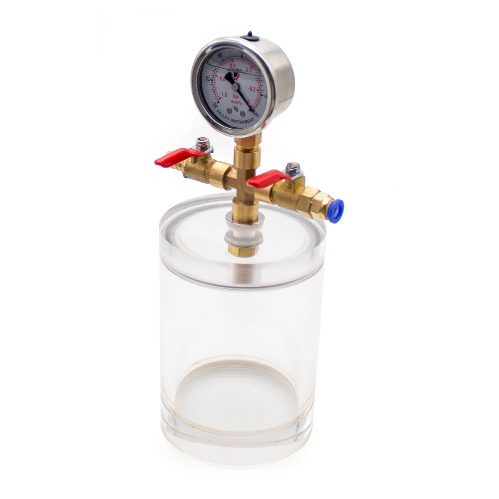 Vacuum Degassing Chamber Transparent Acrylic Desiccator with Gauge 100x140mm 1L for Resin Epoxy Bubble Removal