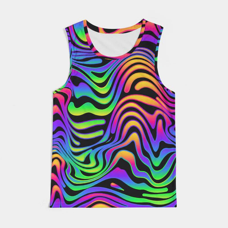 Cool Dizzy Illusion Pattern Tank Top Men Trend Streetwear Summer 3D Print Colorful Vest Loose Leisure Newest Sleeveless Tees