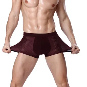 4 piezas de malla transpirable Men Underwear Boxers masculinos bragas sólidas pantalones cortos de hombres transpirables boxeadores de hombre íntimo 10 mejor condón de pene de extensor de ventas - №5