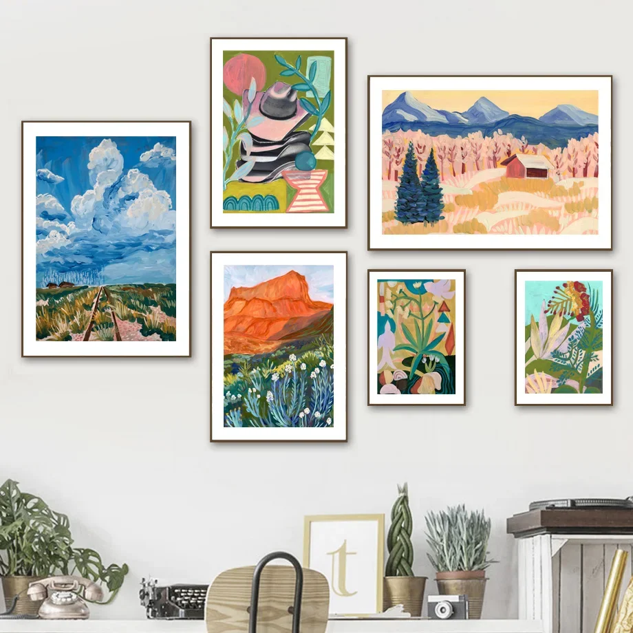 

Abstract Colorful Hat River Swim Sky Cedar Horse Wall Art Canvas Painting Posters And Prints Wall Pictures For Living Room Decor