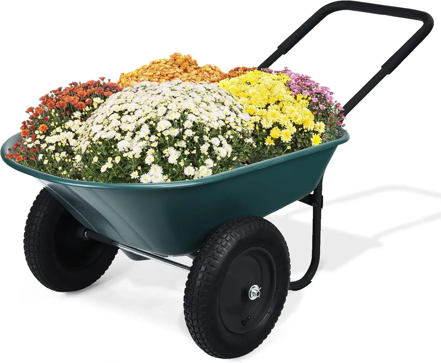 

2 Tire Wheelbarrow Dump Cart, Heavy Duty Home Utility Garden Cart, 330 LBS Yard Wheelbarrow,Green