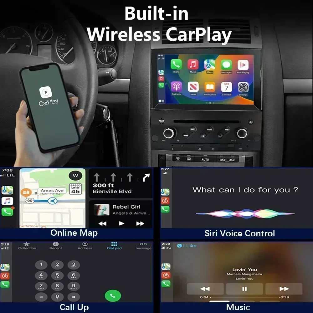 CHSTEK Car Radio Carplay Android Auto For Peugeot 407 2004 2005-2011 Multimedia Stereo Navigation Bluetooth WIFI GPS Autoradio