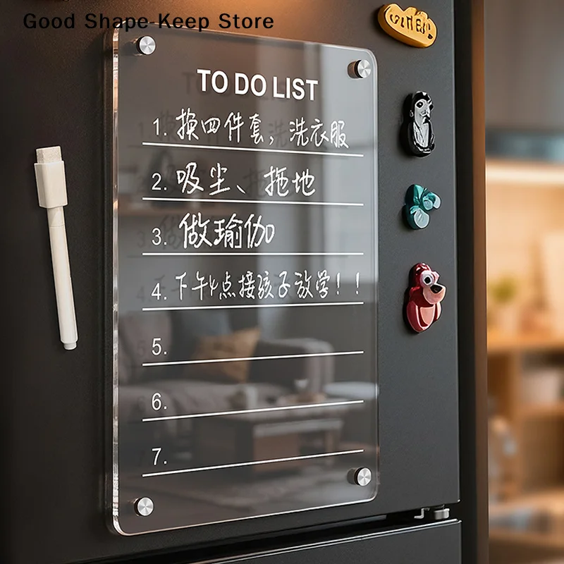 dailyAcrylic Refrigerator Magnet Calendar Board Magnetic Handwritten Erasable Message Board Whiteboard Memo Weekly Planner