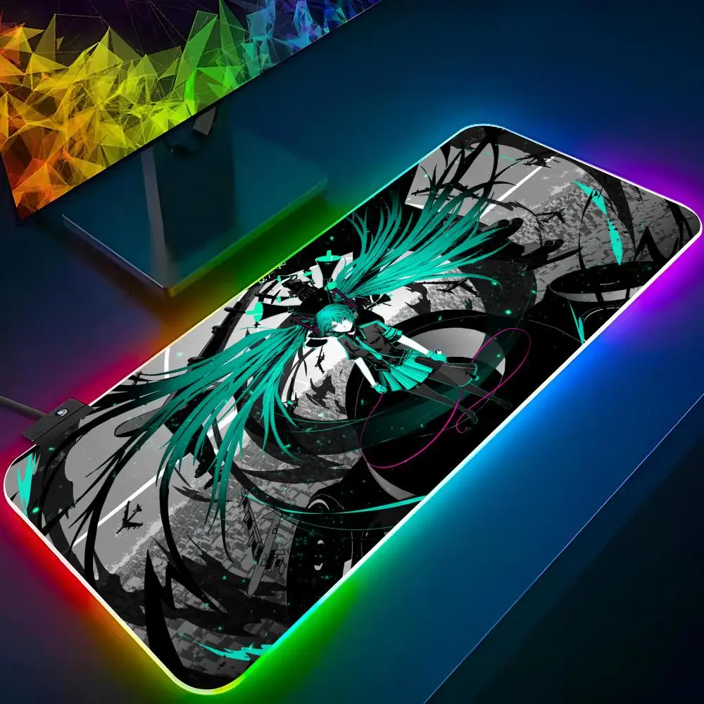 HatsuneS m-mikus alas Mouse, alas meja belajar Keyboard dan bermain game Rgb