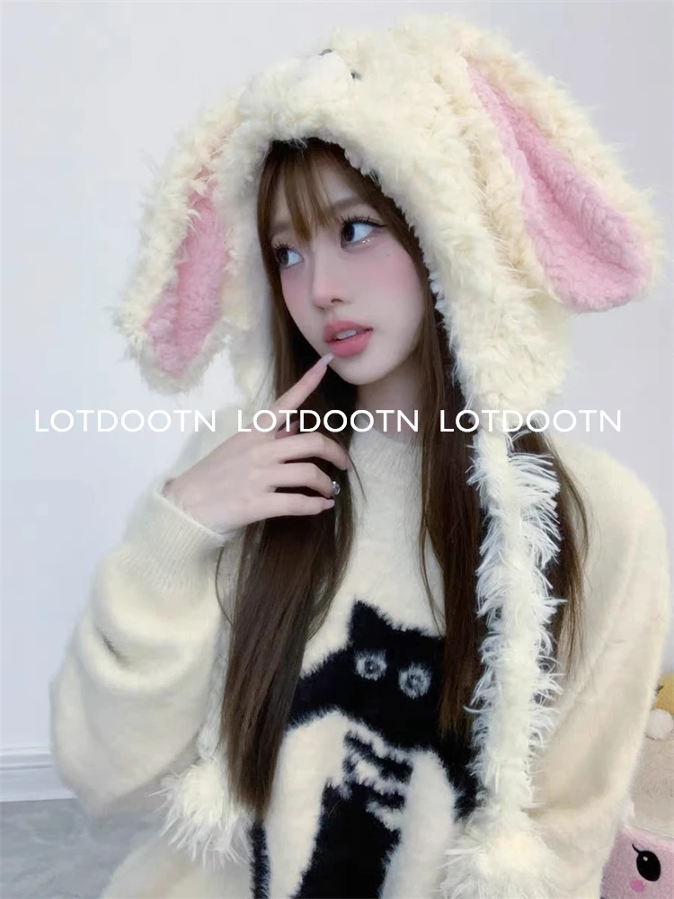 LOTDOOTN Harajuku Y2k Sweaters Women Kawaii Cat Streetwear Knitting Cartoon Soft Sweater Fashion College Loose Pullovers Female