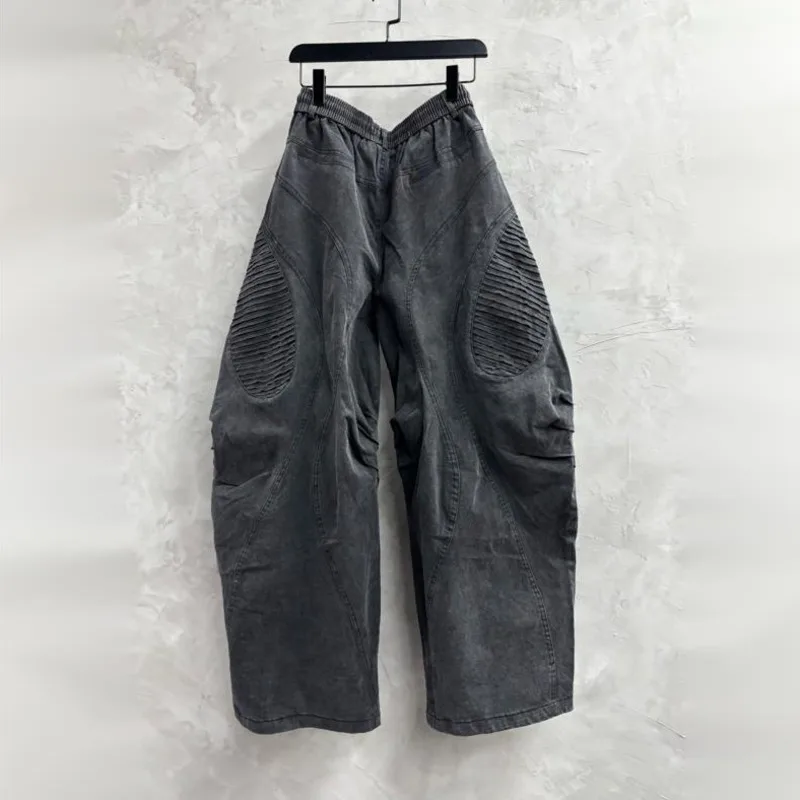 HKSH Spring Autumn New Men Tide Dark Punk Waste Land Retro Washed Deconstructed Patchwork Safari Style Trend Cargo Pants HK28104
