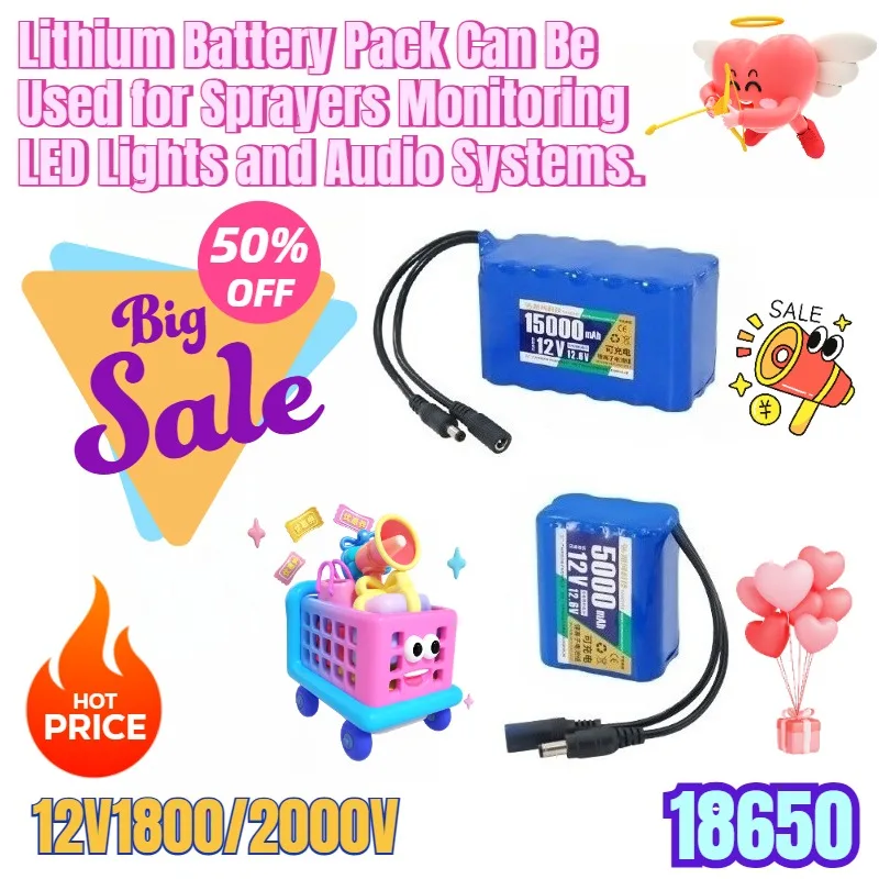 

12V1800mAh/2000mAh/2500mAh/3000mAh Lithium Battery Pack Can Be Used for Sprayers Monitoring LED Lights and Audio Systems Battery