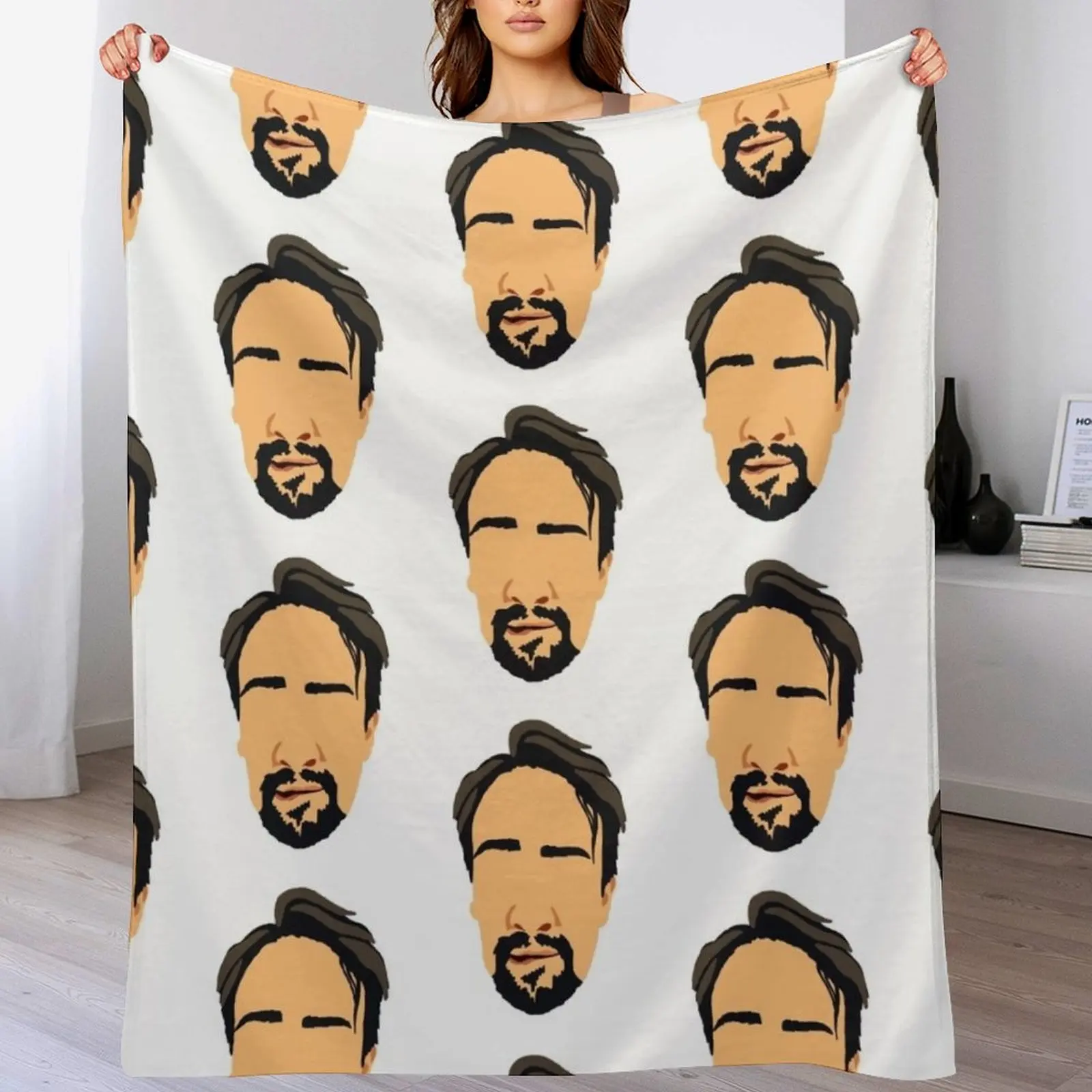 Lin Manuel Miranda Hamilton Lip Biting Head Throw Blanket Summer Cool Breathable Blanket for Sleeping